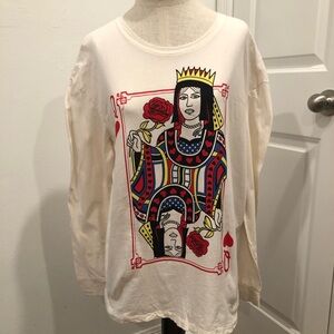 Electric Pink Queen of Hearts Graphic Long Sleeve Shirt